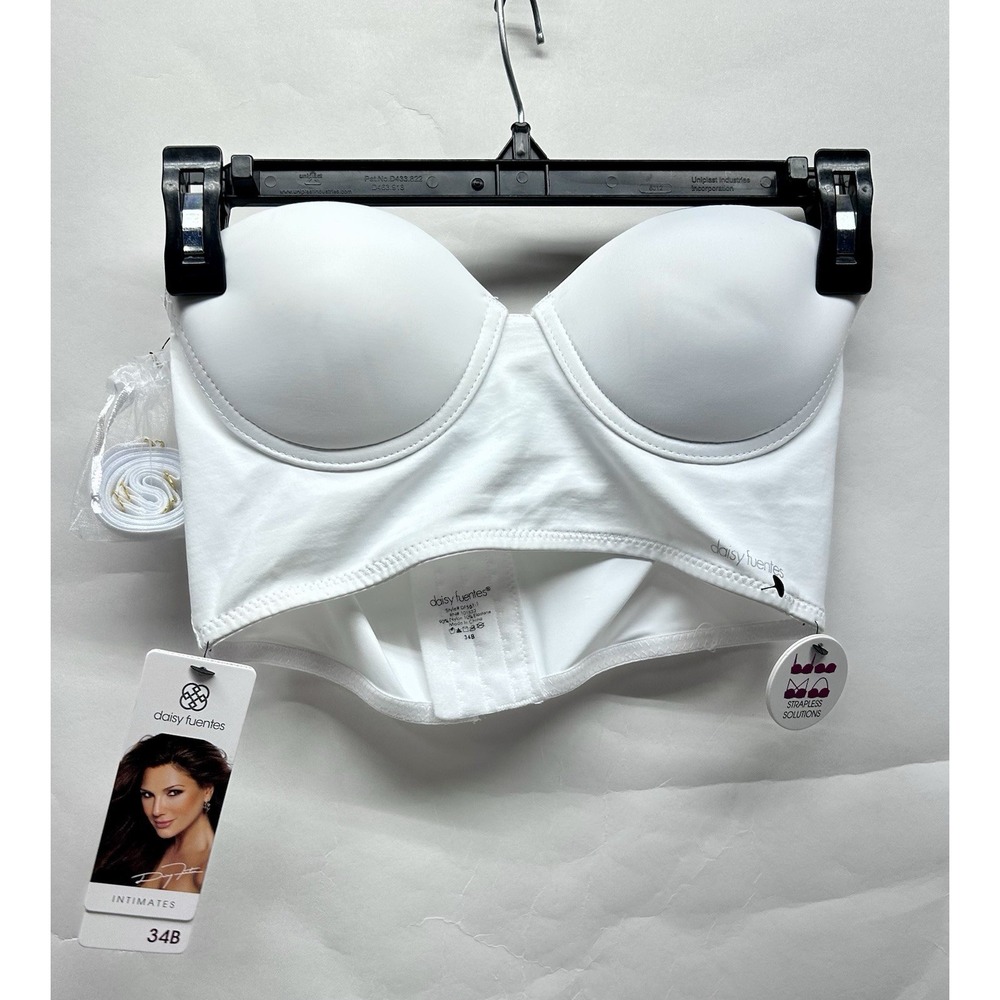 Daisy Fuentes Hourglass Convertible Longline White 34B Bra (D3)